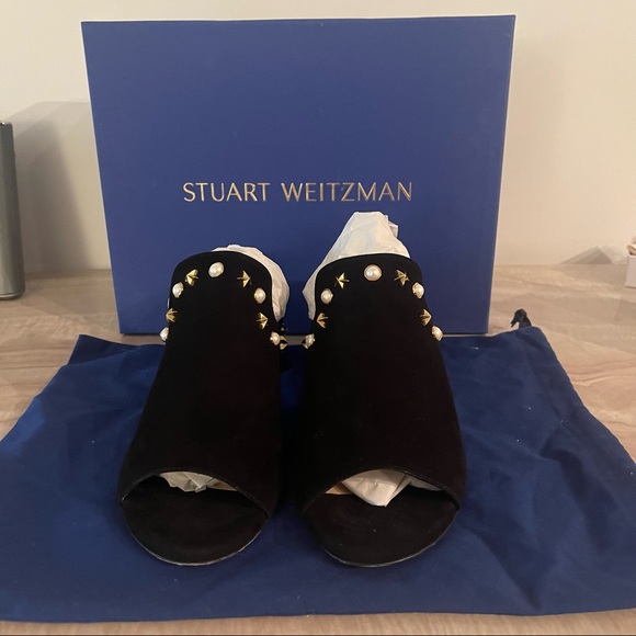 Stuart Weitzman Dohickey Embellished Suede Mule Sandal - Picture 4 of 8
